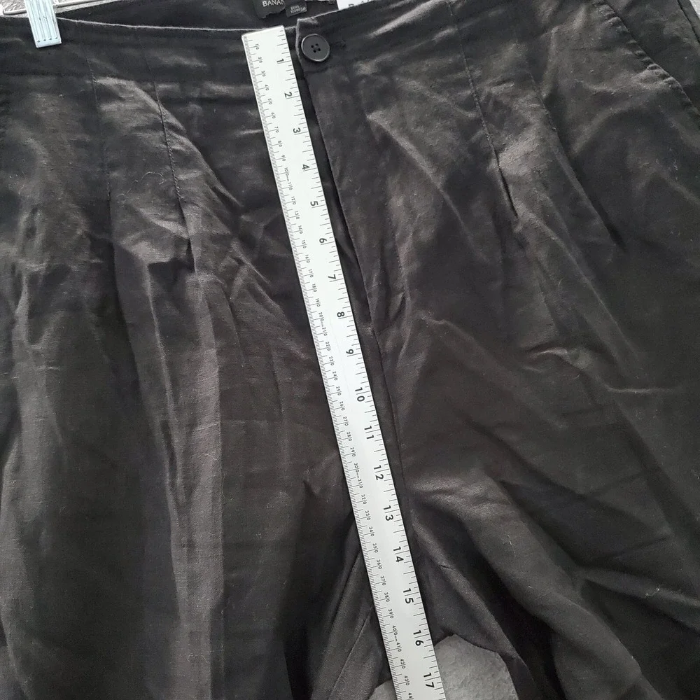 Banana Republic Women Pants 18s Black Chino Linen Beach Pleated Pockets